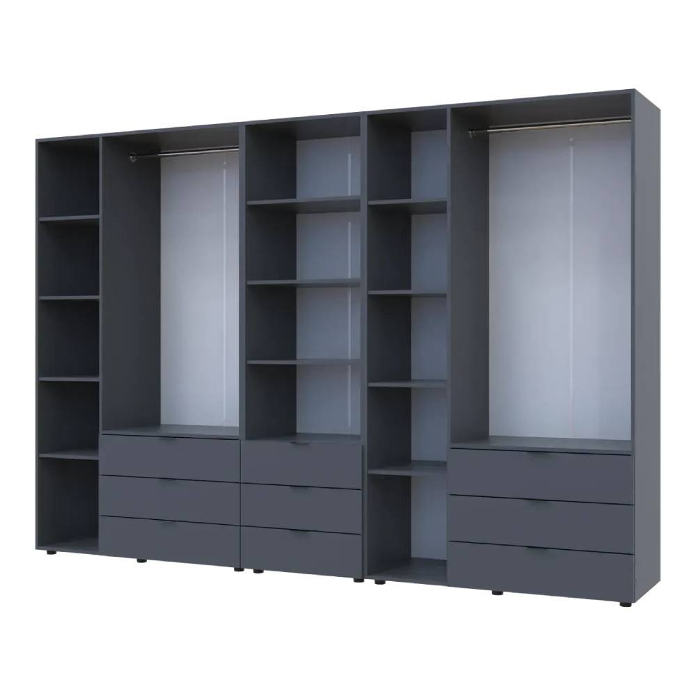 Шкаф для одежды Doros Гелар Графит 3+3ДСП с пеналом 292.4х49.5х203.4 (DRS-011924) Днепр - изображение 5