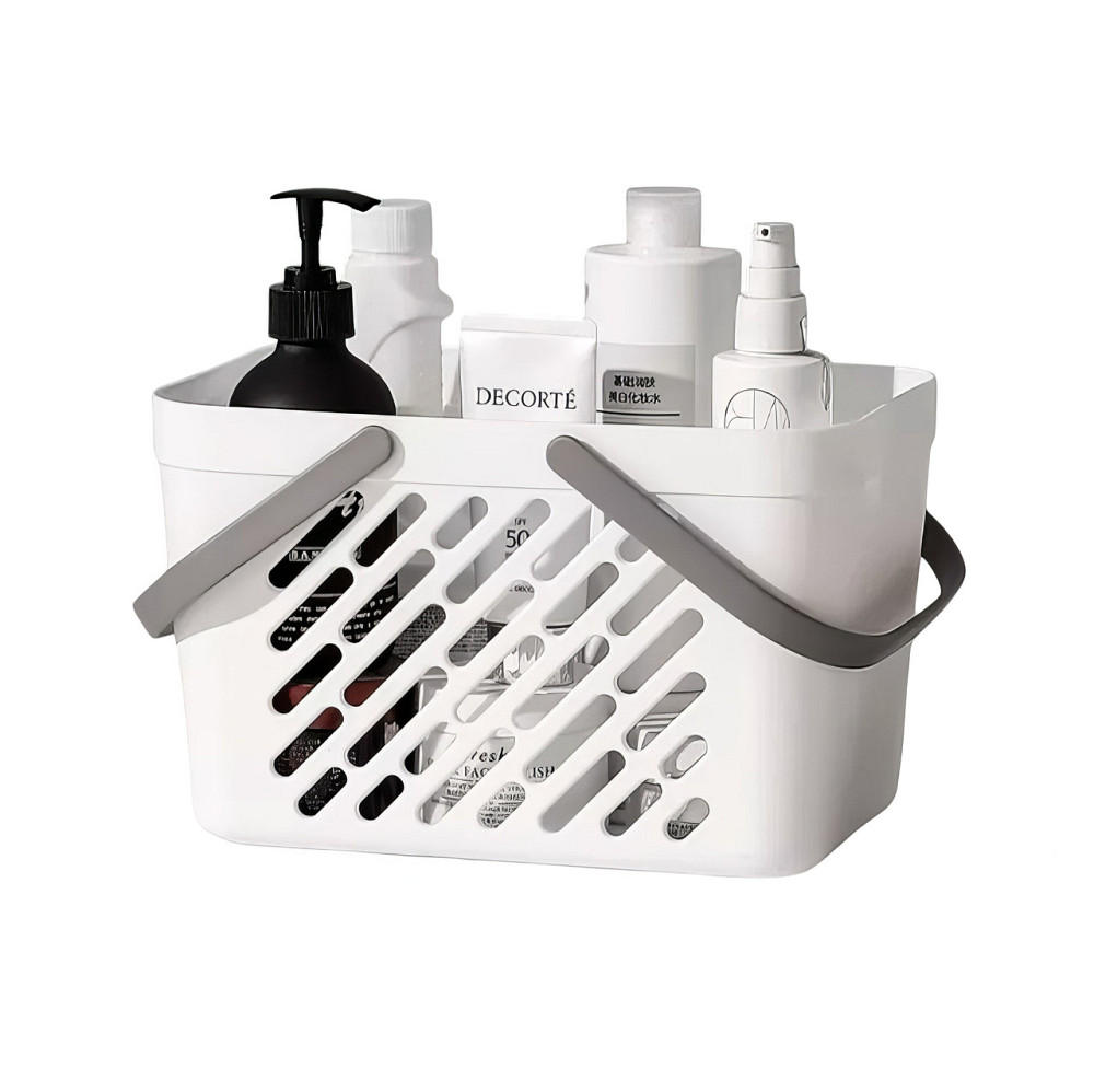 Пластиковая корзина для ванной комнаты 27×18×18см, органайзер для дома, корзина с ручками, белый цвет Каменец-Подольский - изображение 6