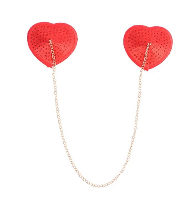 Наклейки на груди з ланцюжком 6 см червоний Київ - фото 1