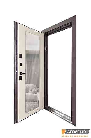 Двери входные, квартирные ABWEHR. Модель 549/544 MIRA Цвет Смоки софт / Белый супермат / Зеркало 960 Киев