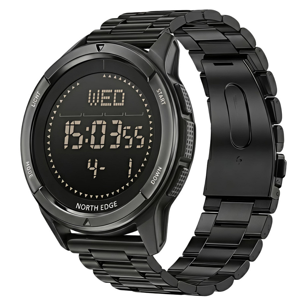 Годинник чоловічий водостійкий тактичний North Edge Alps Stainless Black з компасом (2 ремінці) Вінниця - фото 1