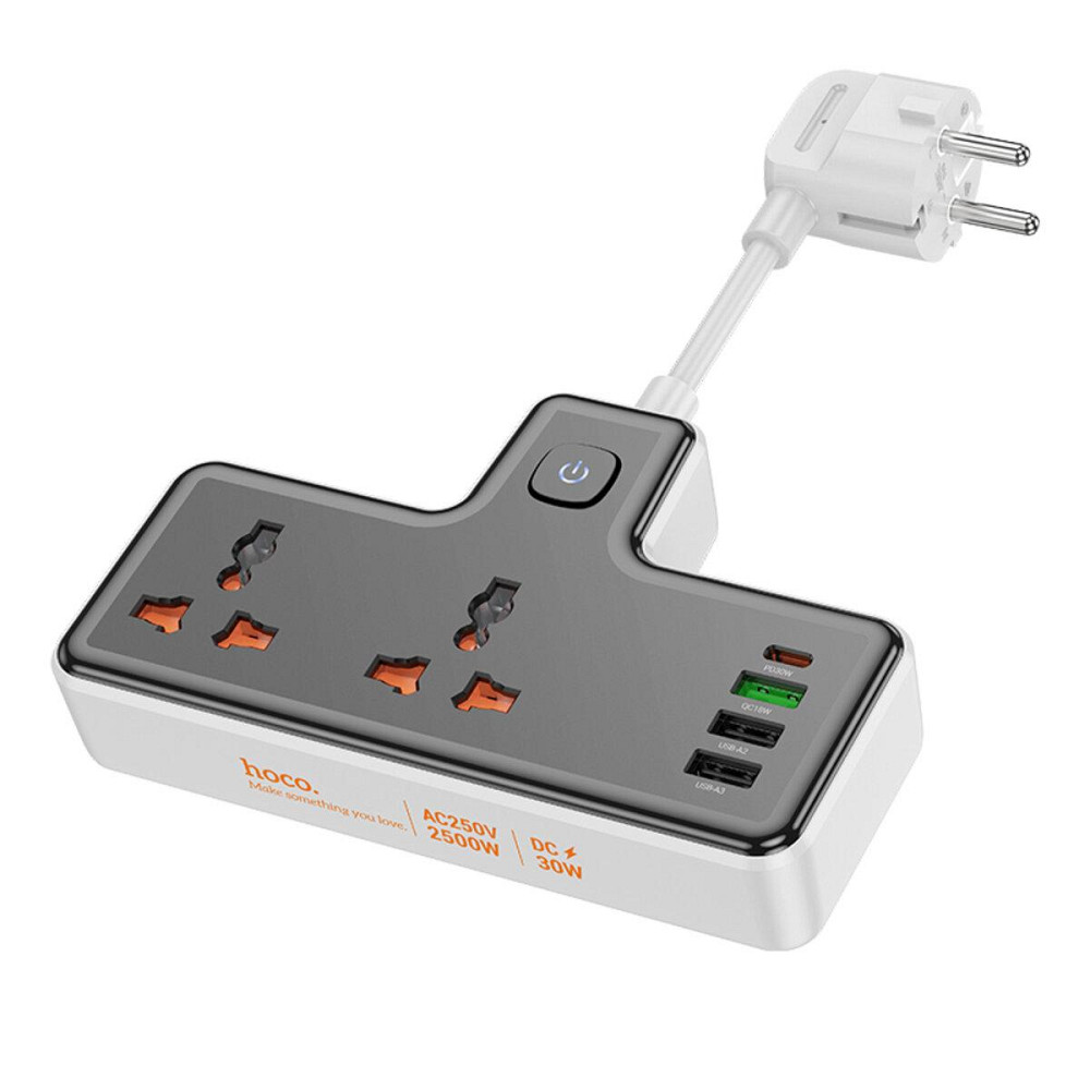 Сетевой удлинитель HOCO AC12A Reise 2-position expansion socket Black 6942007607094 Одесса - изображение 2