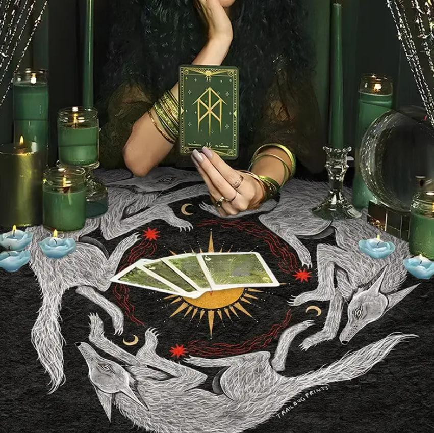 Алтарная скатерть с волками, солнцем и луной 75×75 см — оккультный декор для ритуалов и алтаря Киев - изображение 5