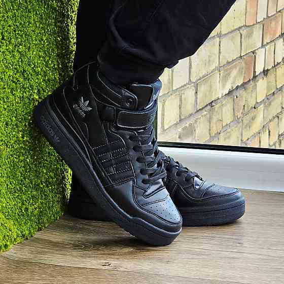 Високі Чорні Кросівки Adidas Forum Шкіряні Чоловічі Черевики Адідас Форум (розміри: 41,42,43,44,45,46) Дніпро