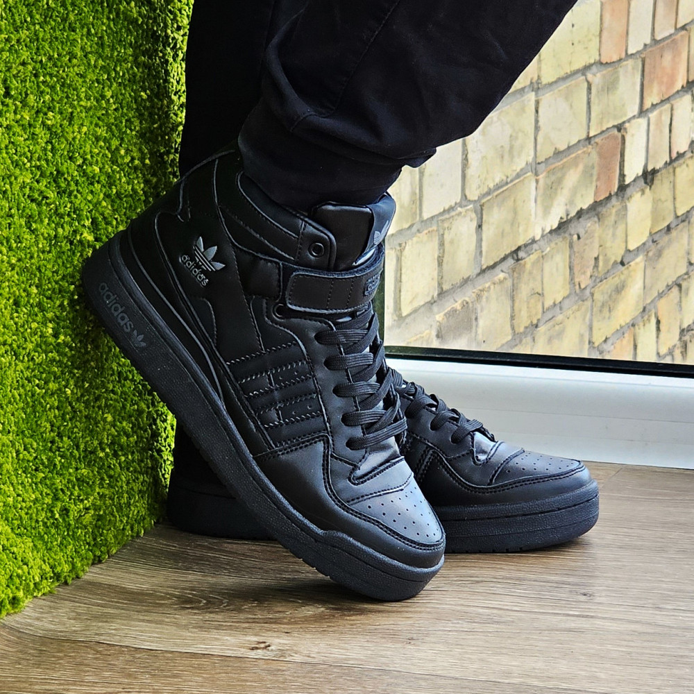 Високі Чорні Кросівки Adidas Forum Шкіряні Чоловічі Черевики Адідас Форум (розміри: 41,42,43,44,45,46) Дніпро - фото 3