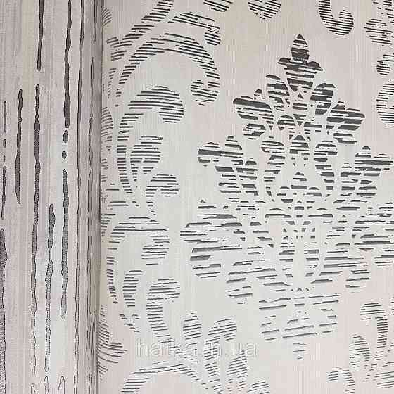 Шпалери флізелінові еко Galerie Metallic FX 0,53Х10 англійські вензелі завитки сріблясті структурних на білому Київ