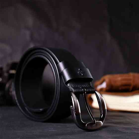 Люксовый ремень под джинсы из натуральной кожи GRANDE PELLE 11691 Черный Киев