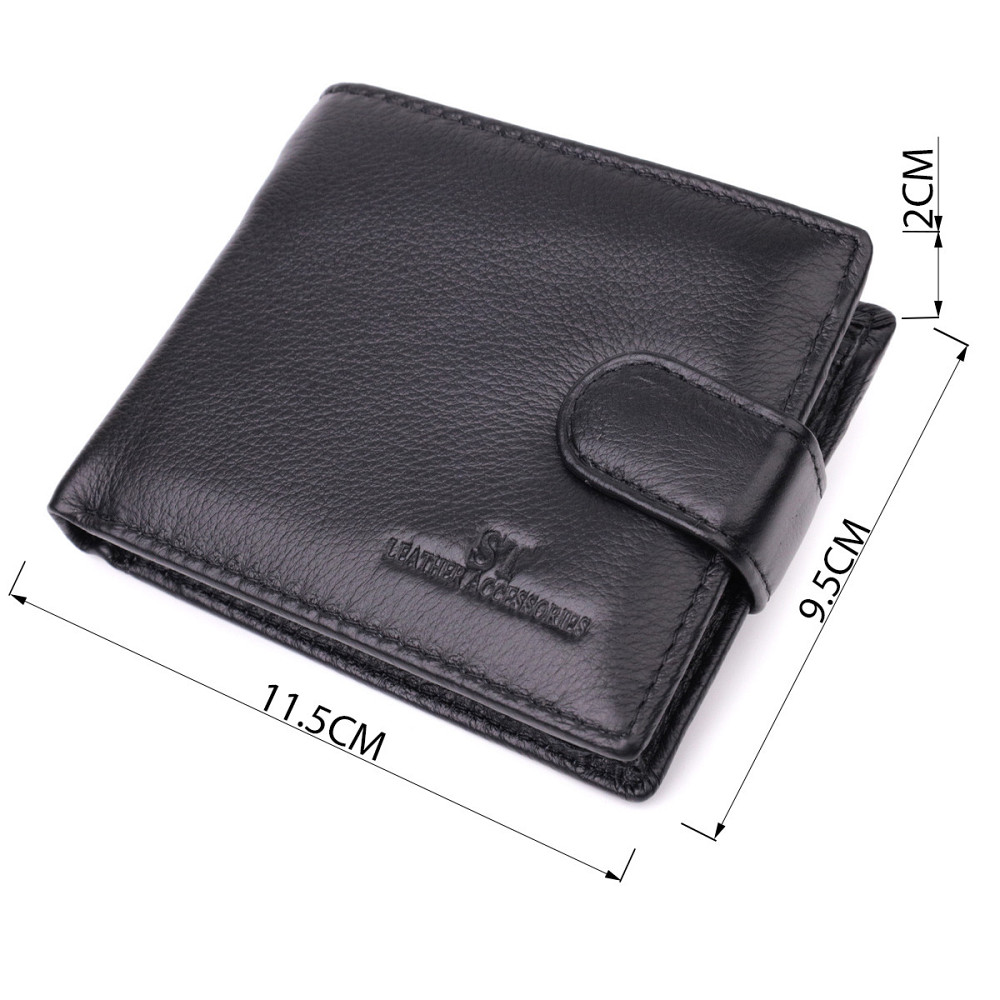 Бумажник для мужчин удобного размера из натуральной кожи ST Leather 22463 Черный Киев - изображение 9