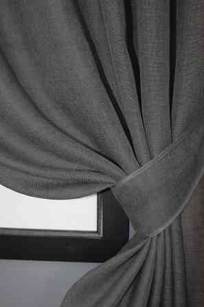 Комплект коротких штор VR-Textil Лен Мешковина № 1140ш 130х170 см 2 шт Графитовый (35-0035) Киев