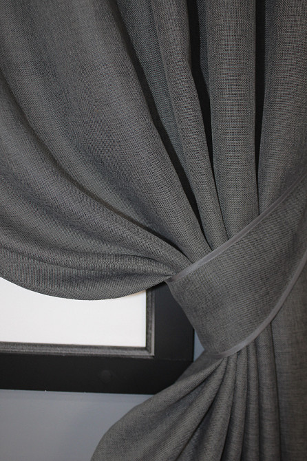 Комплект коротких штор VR-Textil Лен Мешковина № 1140ш 130х170 см 2 шт Графитовый (35-0035) Киев - изображение 3