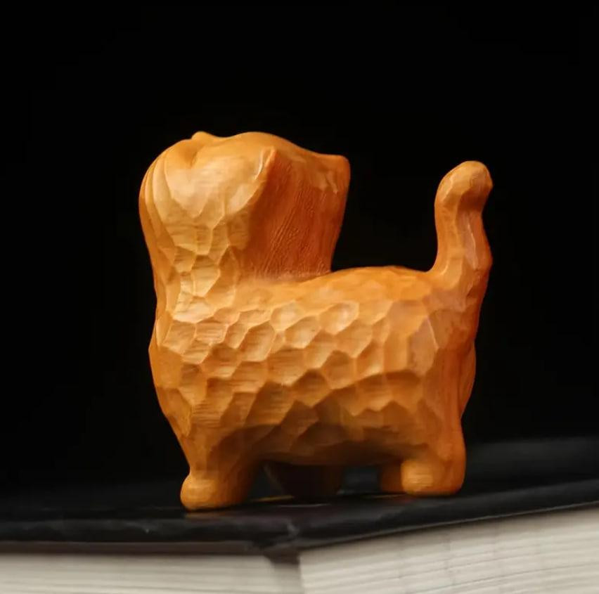 Деревянная фигурка кота из самшита. Современный, игривый и милый оберег в виде кота. Киев - изображение 3