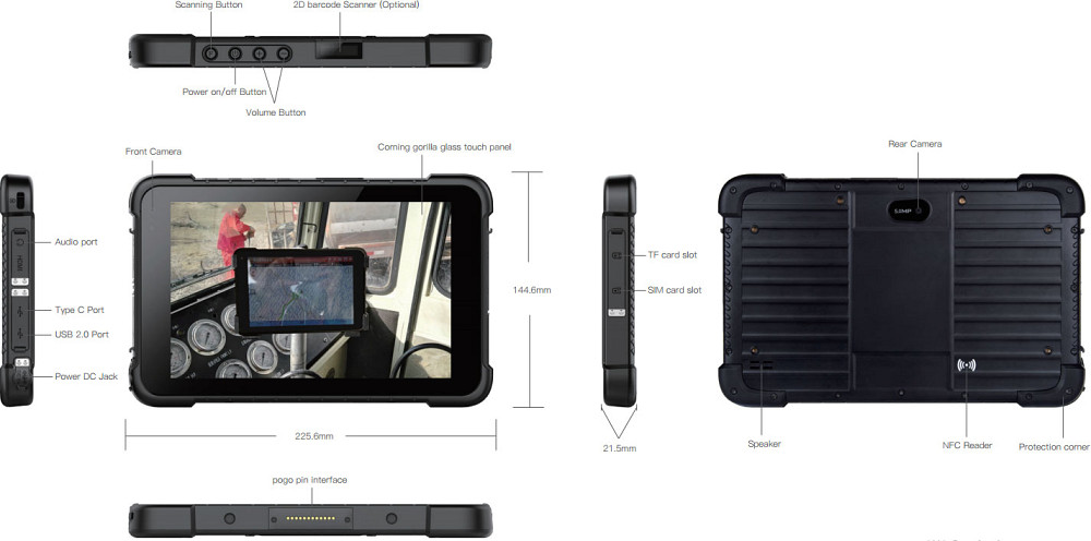 Планшет AGN T86X 8” HD /8GB/128GB/ G99 /8500mAh/ 13+5Мп /MIL-STD-810H/ IP67/LTE/NFC/ 2D Scaner Black Винница - изображение 9