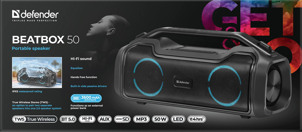 Портативна акустика Defender Beatbox 50 Black (65950) (7055827) Київ - фото 5