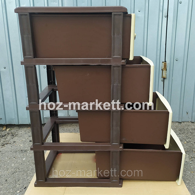 Пластиковый комод пластиковая тумбочка Стиль беж с коричневым 4 ящика Харьков - изображение 5