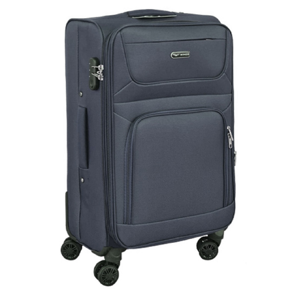 Чемодан тканевый WINGS 6018 средний 65 см 4 колеса темно-синий Киев - изображение 1