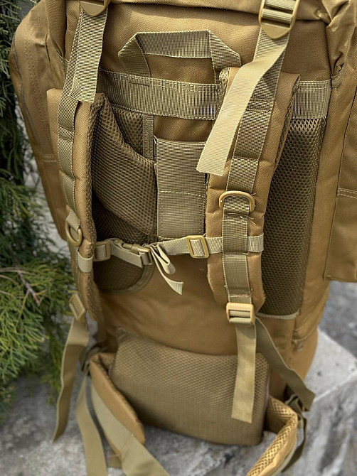 Міцний водонепроникний тактичний рюкзак койот з матеріалу оксфорд з системою molle 120 літрів Львів - фото 5