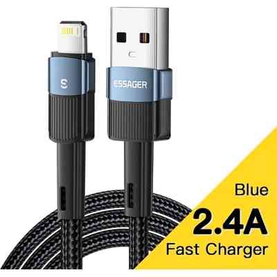 Дата кабель USB 2.0 AM to Lightning 2.0m 2.4A blue Essager (EXCL-XCA03) Винница