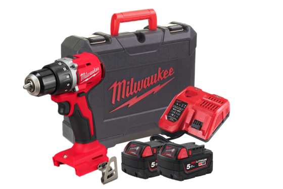 Дриль-шуруповерт акумуляторний безщітковий MILWAUKEE M18 BLDDRC-502С, 60.5Нм (зарядний пристрій М12-18 FС, 2 акумулятори М18 В5 Одеса