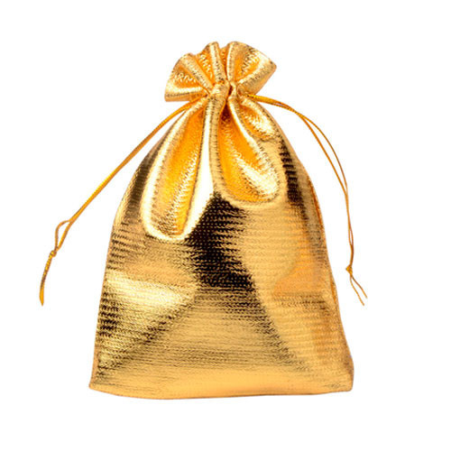 Мішечок подарунковий із парчі 9x12см 100шт на затяжках, золото Київ - фото 1