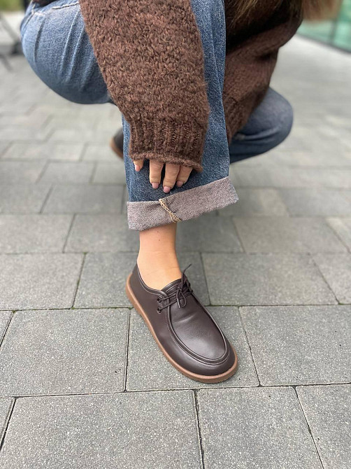 Arcoboletto Топсайдери жіночі на низькому ходу з натуральної шкіри на шнурках коричневі демісез Коломия - фото 1