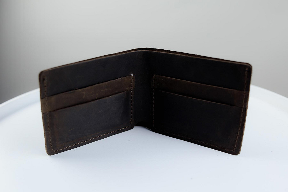 Чоловічий гаманець-біфолд із натуральної шкіри Crazy Horse SH020 (Темно-коричневий) Суми - фото 3