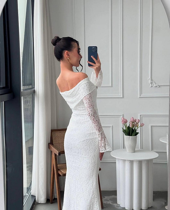 Жіноча романтична мереживна сукня зі спущеними плечима гіпюр + підкладка Одеса - фото 4