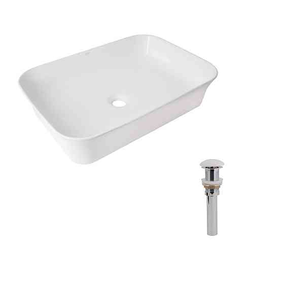 Комплект Qtap Virgo N: Раковина накладная 560x380x130 мм, White, прямоугольная + Донный клапан Pop-up PU02 Киев