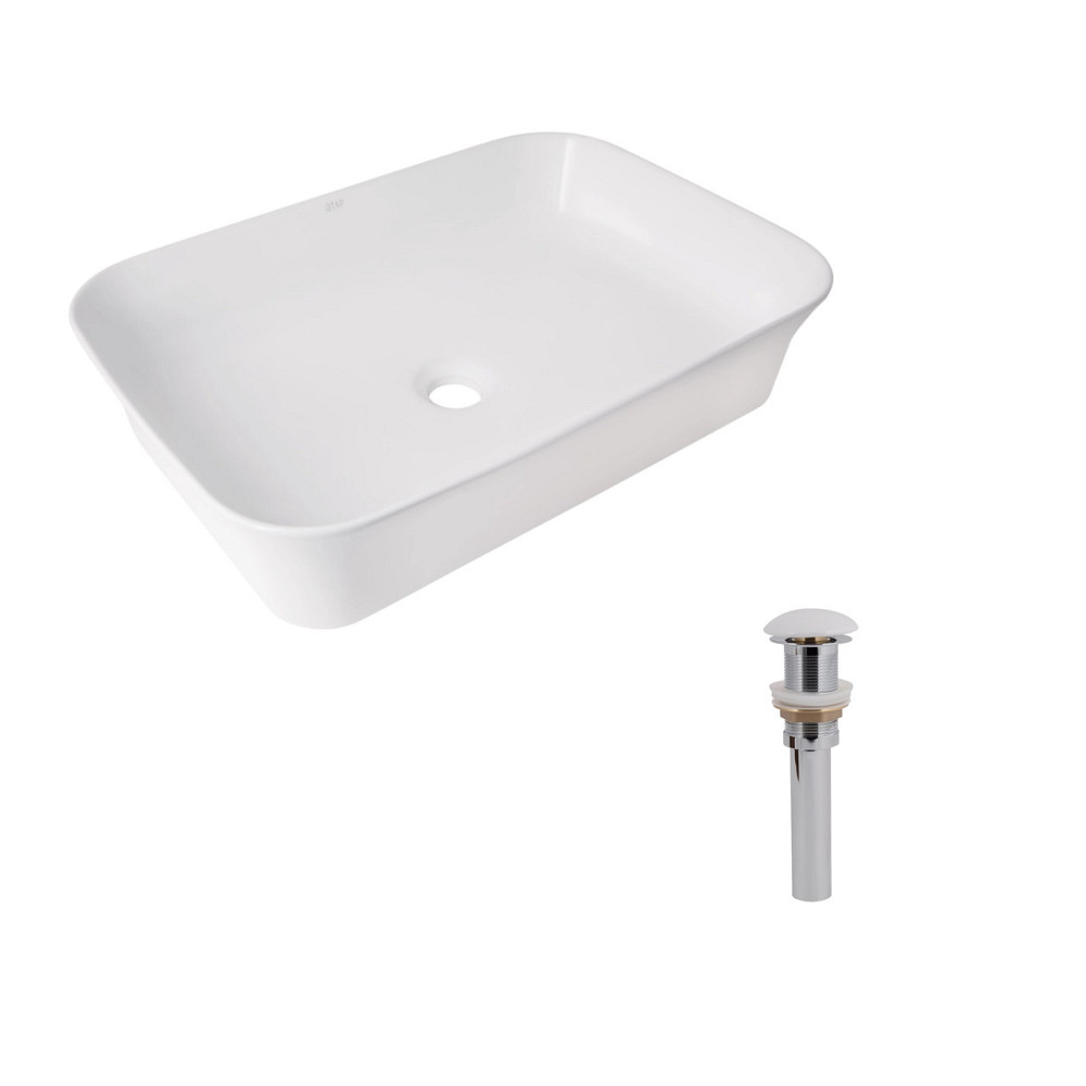 Комплект Qtap Virgo N: Раковина накладна 560x380x130 мм, White, прямокутна + Донний клапан Pop-up PU02 Київ - фото 1