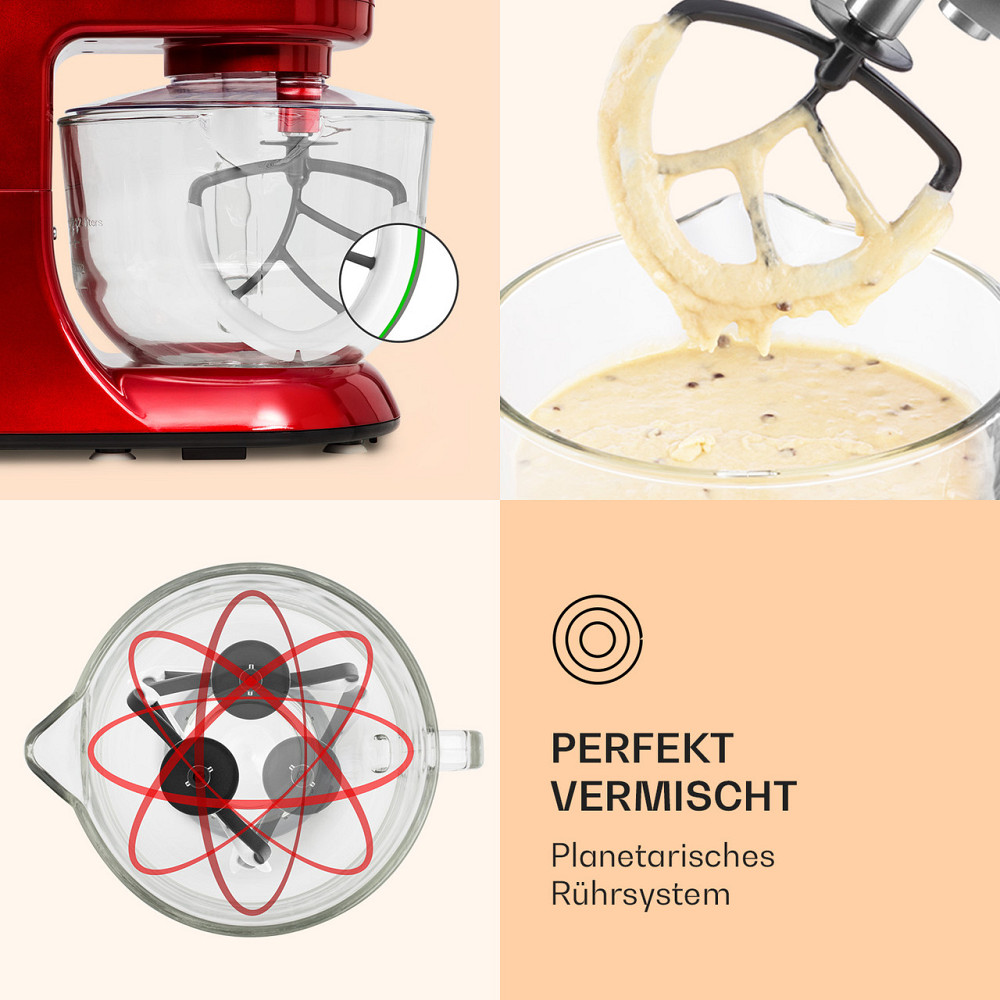 Кухонний комбайн Bella Rossa 2G 1300 Вт 6-швидкісна планетарна система змішування Червоний (Німеччина, читати Рівне - фото 3