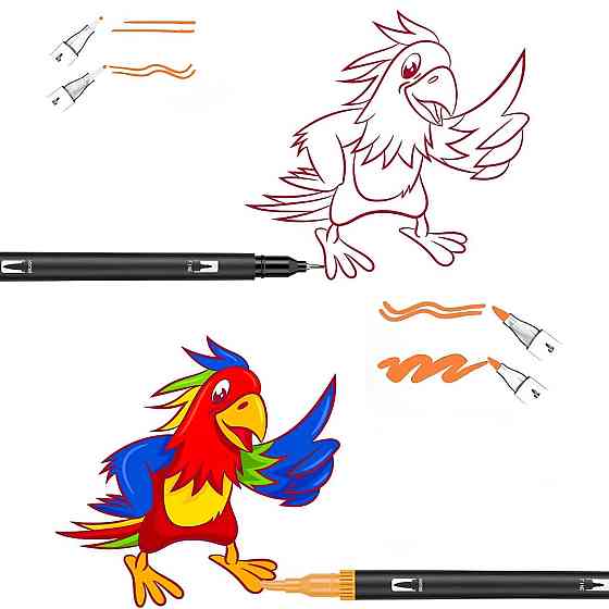 Акварельные маркеры-кисти двусторонние 48шт + сумка, Color pencil / Набор скетч-маркеров / Фломастеры Киев