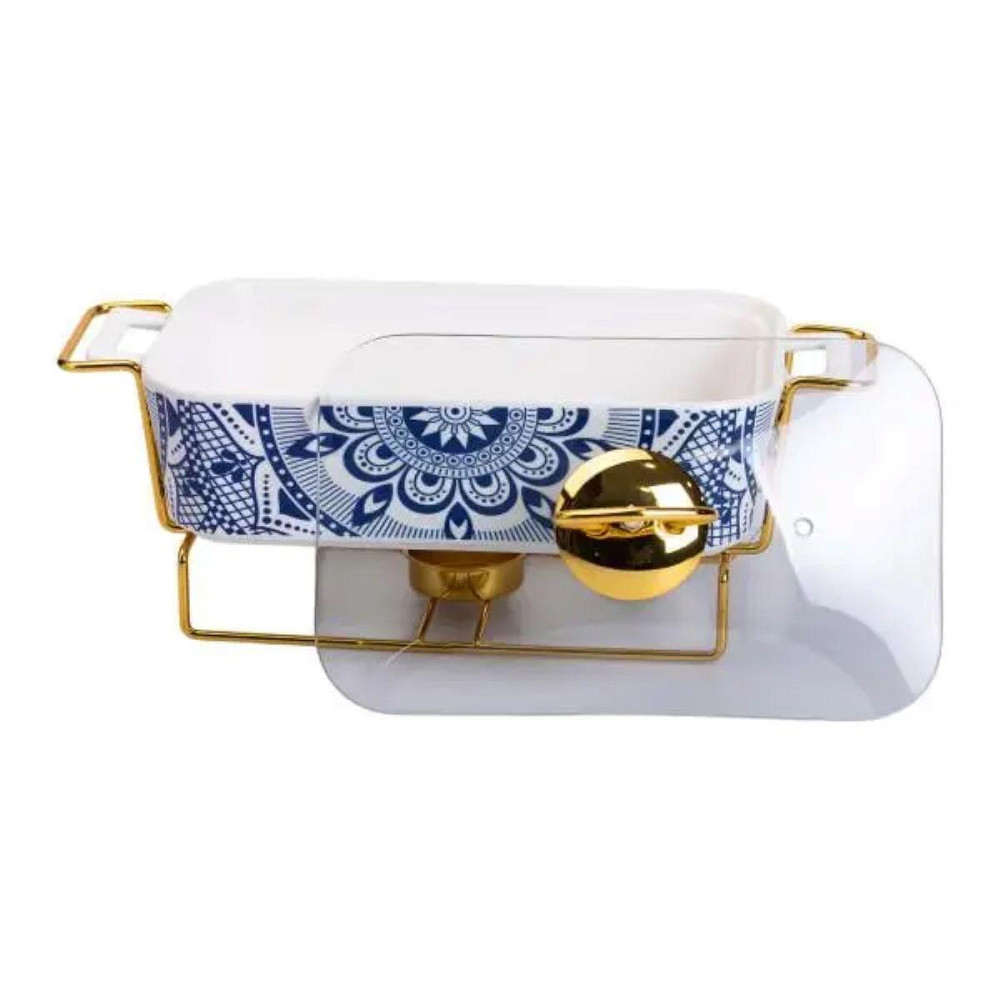 Мармит фарфоровый со стеклянной крышкой 38х18.5х15.5 см на металлической подставке 1 л SA1107-S Киев - изображение 3