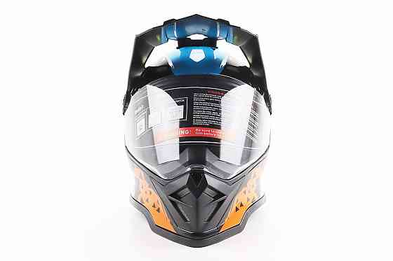 Шолом кросовий/ендуро/АТV зі склом BLD-819-7  М (57-58см), ЧОРНИЙ/ЖОВТО-СИНІЙ Київ