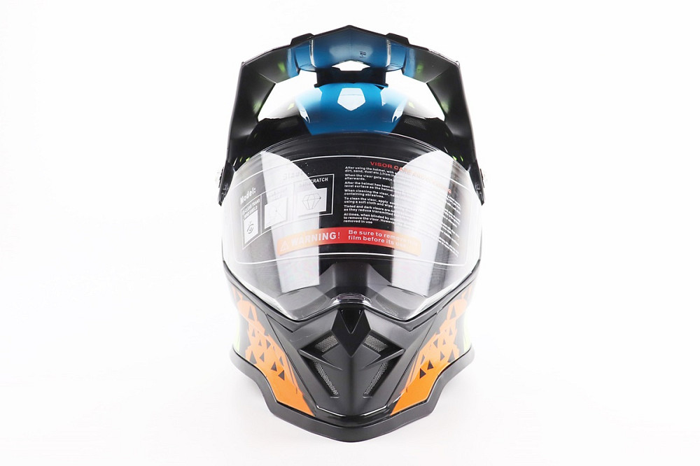 Шолом кросовий/ендуро/АТV зі склом BLD-819-7  М (57-58см), ЧОРНИЙ/ЖОВТО-СИНІЙ Київ - фото 4