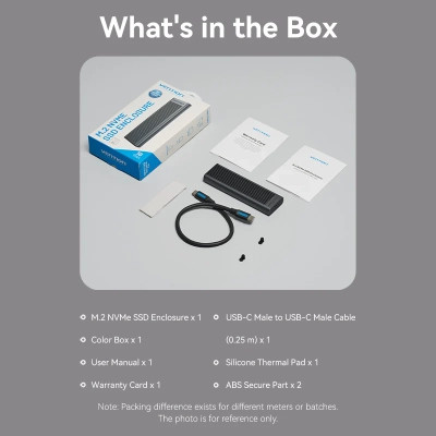 Кишеня зовнішня Vention SSD M.2 (NVME) M-key USB Type-C 3.2 10Gbps Heat Sink Aluminum (KPKH0) Вінниця - фото 7