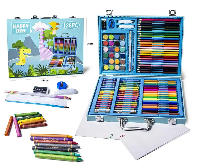 Дитячий набір для творчості (128 предметів) у скриньці Happy Boy Блакитний Одеса - фото 1