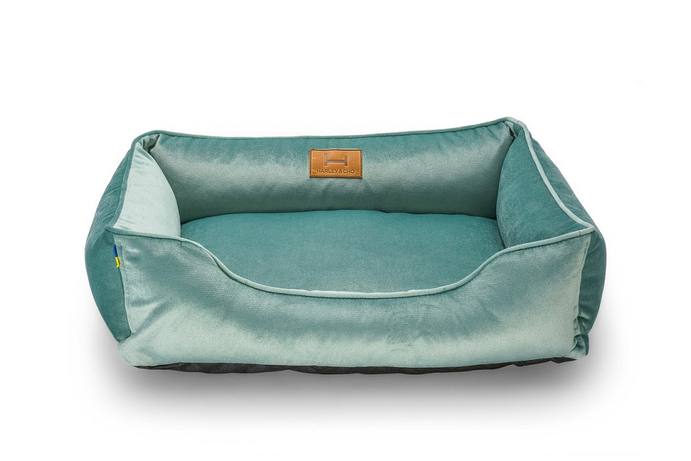 Лежак для Собак Котів та Кішок Dreamer Velour Tiffany з бортами зі знімним чохлом м'ятний м'яка лежанка M Одеса - фото 1