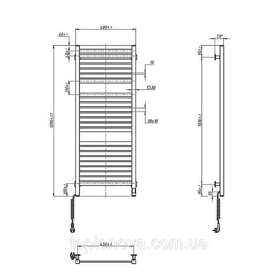 Електрична сушарка для рушників NAVIN Авангард X 480х1200 Sensor з WI-FI лівобічна, чорний муар Чернівці