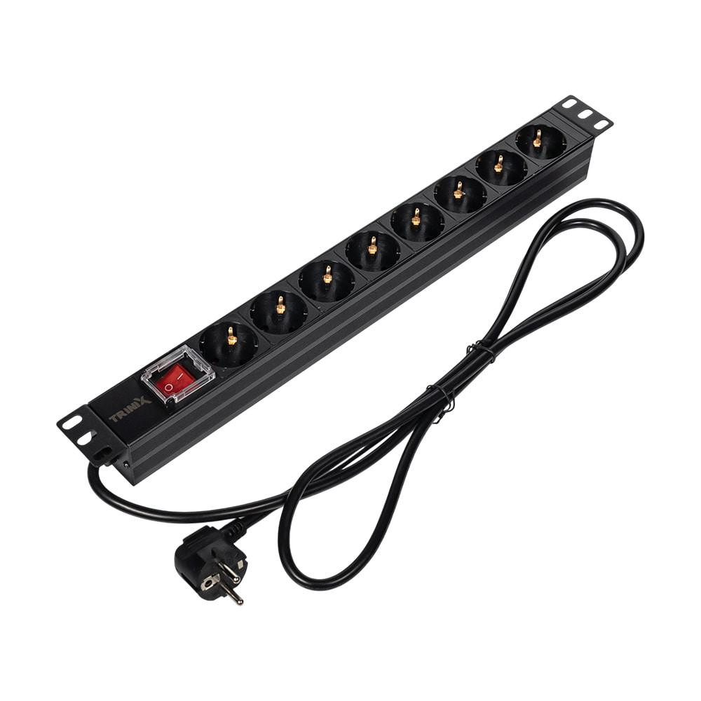 Блок розеток Trinix TRX-PDU/8M-16А Black для комутаційної шафи 19" на 8 розеток, з вимикачем (25-00110) Київ - фото 6