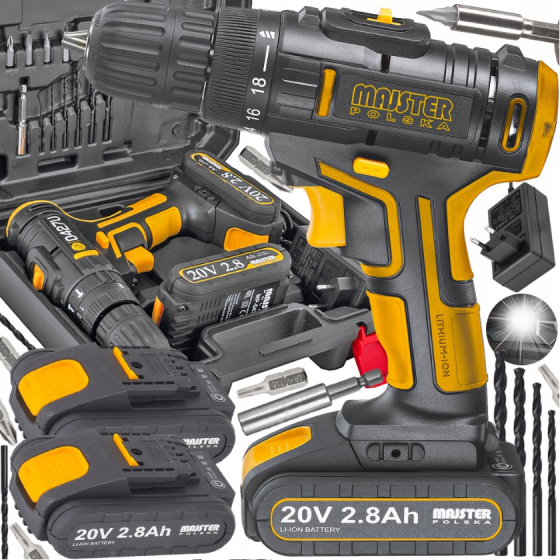 Акумуляторний шурупокрут Majster Polska 20V + 2 батареї 2,8А·год (Польща) Київ