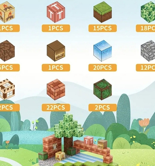 Конструктор магнітний майнкрафт 100 блоків, магнитный конструктор, Харків - фото 2