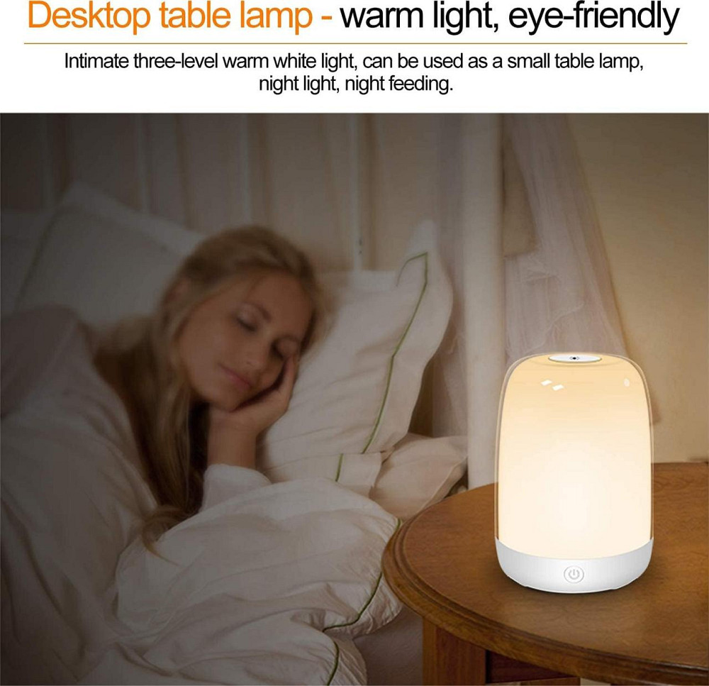 Стильная сенсорная ночная лампа, 6 цветов, USB-зарядка аккумуляторная, регулируемая яркость, светильник ночник Киев - изображение 6