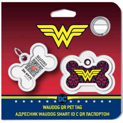 Адресник для животных WAUDOG Smart ID с QR паспортом "Чудо женщина 3", кость 40х28 мм (0640-1018) Винница