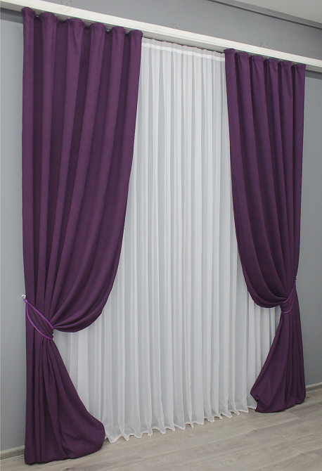Комплект готовых штор VR-Textil Микровелюр Petek № 1509ш Фиолетовый 150х290 см 2 шт (33-0373) Киев - изображение 3