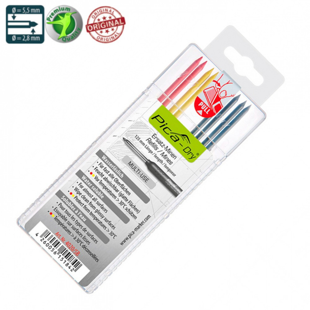 Змінні грифеля для PICA Dry водорозчинні MULTI-USE 8шт 4020 Pica кольорові Одеса - фото 3