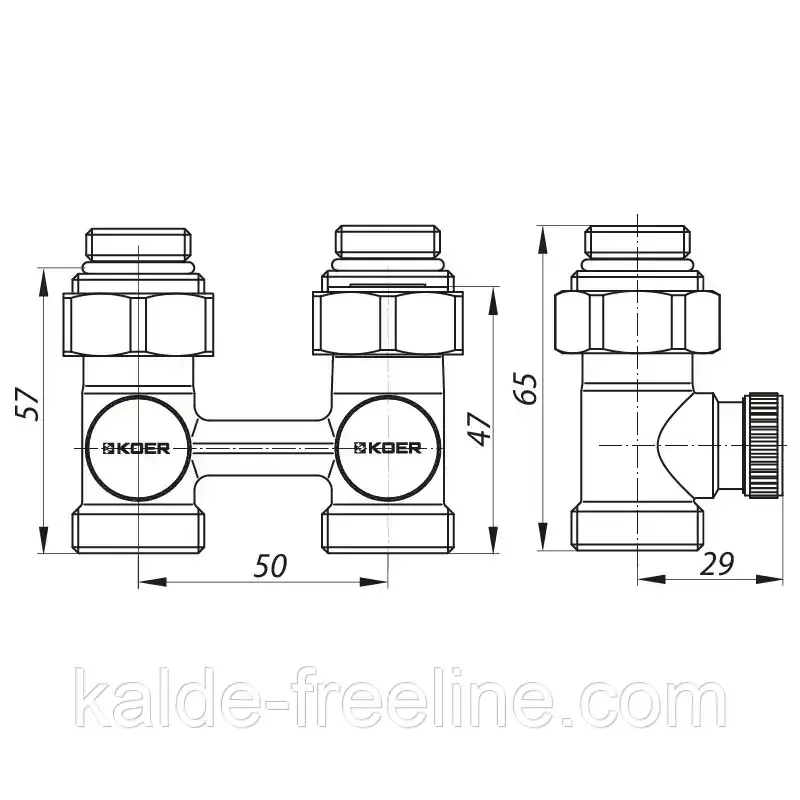 Вузол нижнього підключення радіатора прямий 3 / 4 " KOER KR.1131 (бінокль) Харків - фото 2