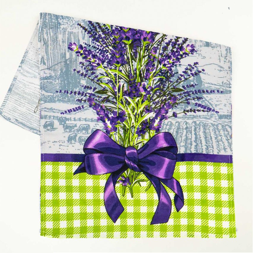 Кухонний рушник рогожка з петелькою та принтом lavender with a bow 35х61см 180г/м2 (Лавандовий) Суми - фото 2