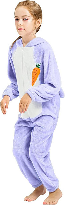 Пижама кигуруми зайчик кролик лавандовый для девочки IKALI, костюм для дома с ушками и капюшоном, 4-6 лет Киев - изображение 5