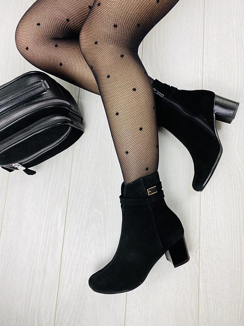 Черевики жіночі ARLETT чорні замша натуральна висота каблука 6см розмір 36р. 37р. (1216) Коломия - фото 3