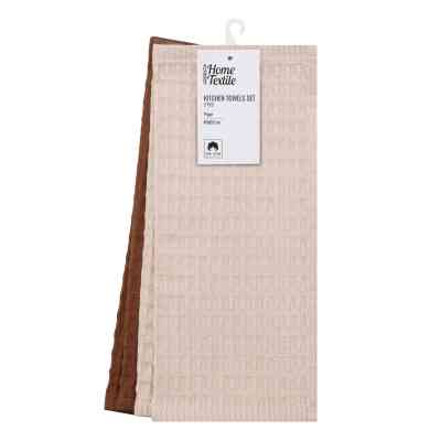 Рушник Ardesto набір для кухні Pique 40 x 60 см, 2шт 100% бавовна, молочний, коричневий (ART4060VB) Вінниця