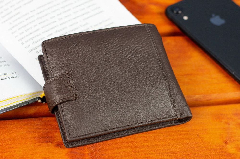 Мужской кошелек кожаный брендовый ST Leather коричневое портмоне с монетницей для карточек и денег Киев - изображение 8